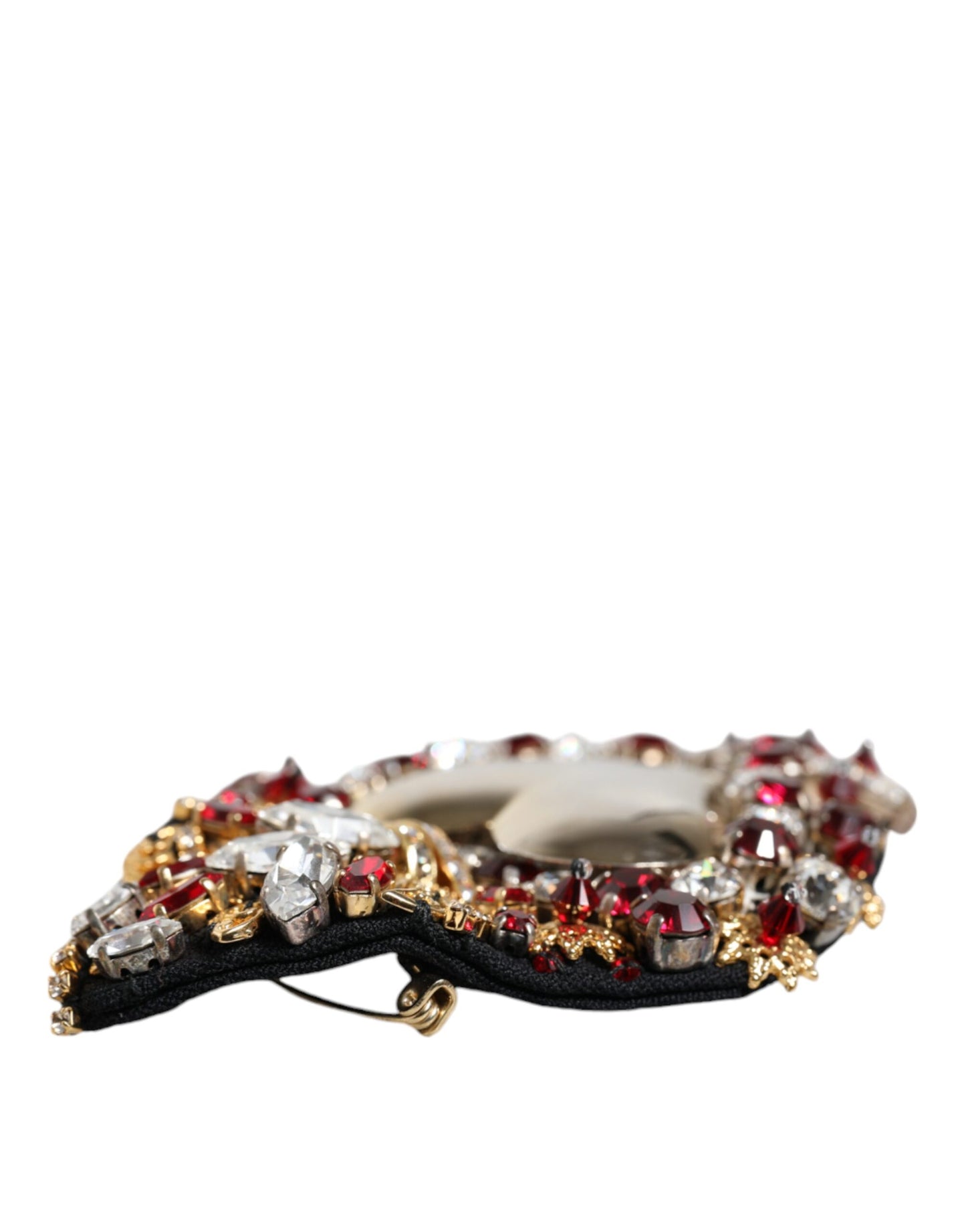 Dolce & Gabbana Gouden Messing Sacred Heart Kristal Versierde Broche