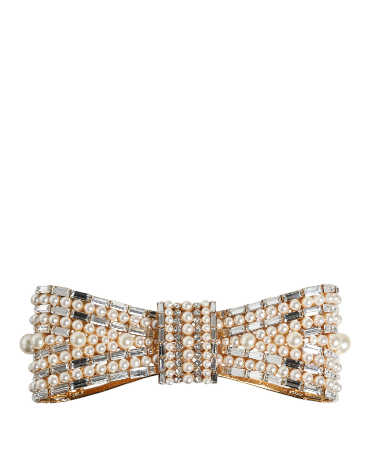 Dolce & Gabbana Broche en Cristal et Perles Fausses en Laiton Doré