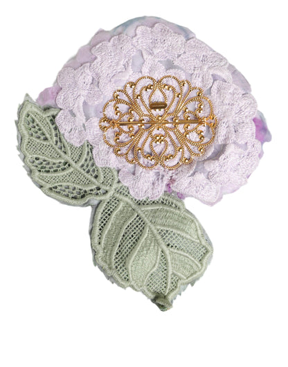 Dolce & Gabbana Multicolor Hortensia Gouden Messing Broche