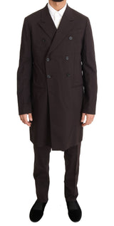 Ensemble 3 pièces long en laine stretch bordeaux Dolce &amp; Gabbana