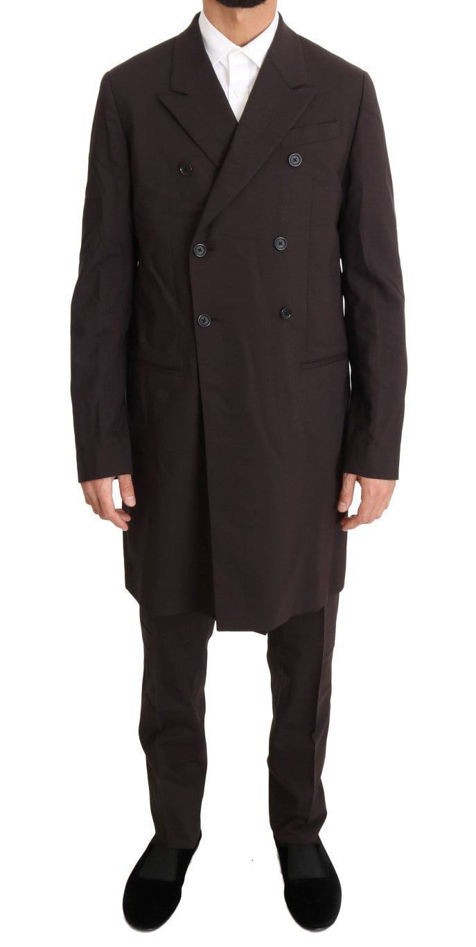Ensemble 3 pièces long en laine stretch bordeaux Dolce &amp; Gabbana