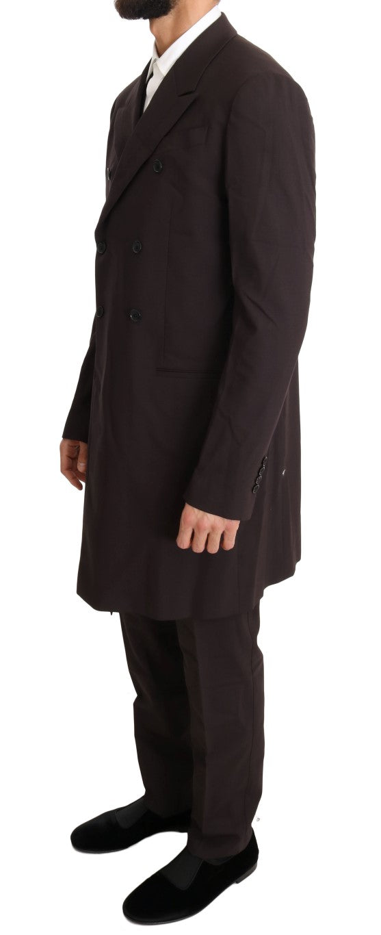 Ensemble 3 pièces long en laine stretch bordeaux Dolce &amp; Gabbana