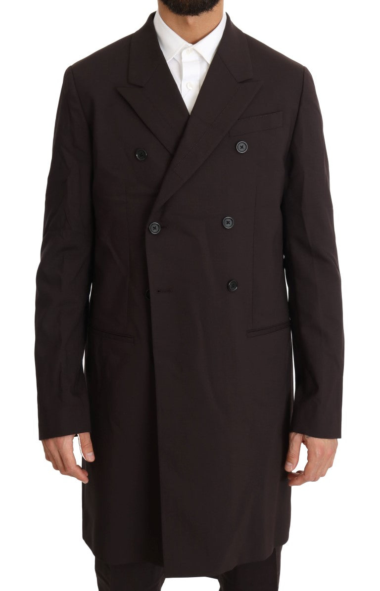 Ensemble 3 pièces long en laine stretch bordeaux Dolce &amp; Gabbana