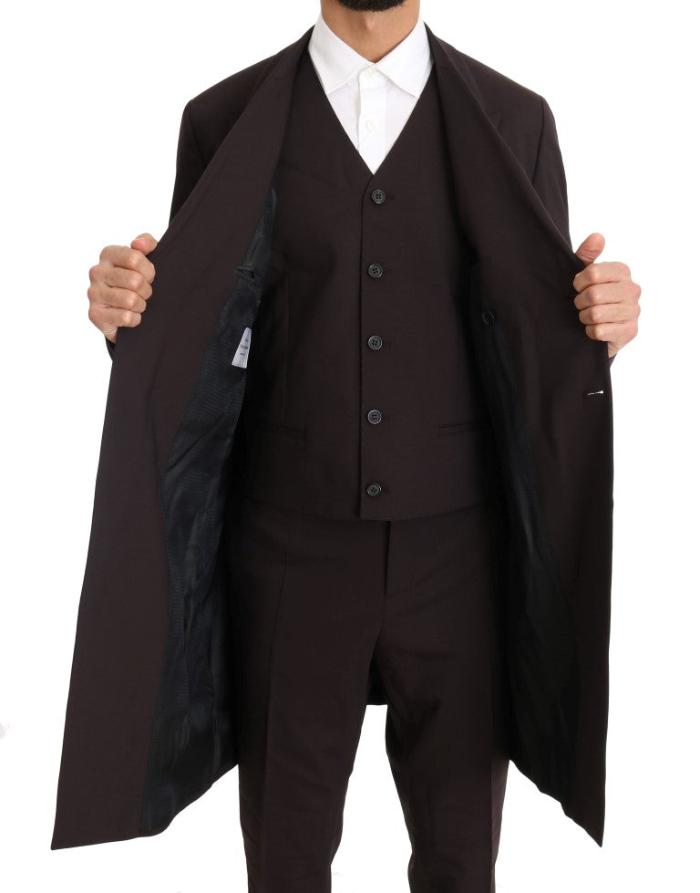 Ensemble 3 pièces long en laine stretch bordeaux Dolce &amp; Gabbana