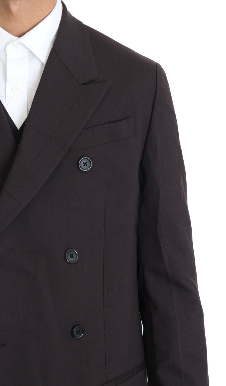 Ensemble 3 pièces long en laine stretch bordeaux Dolce &amp; Gabbana