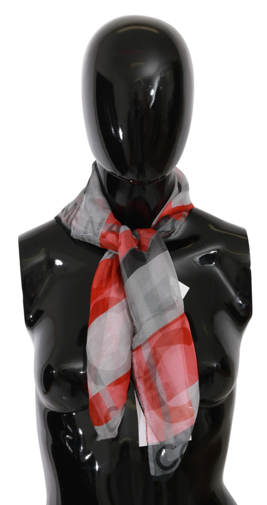 Écharpe de marque Costume National gris rouge 100 % soie
