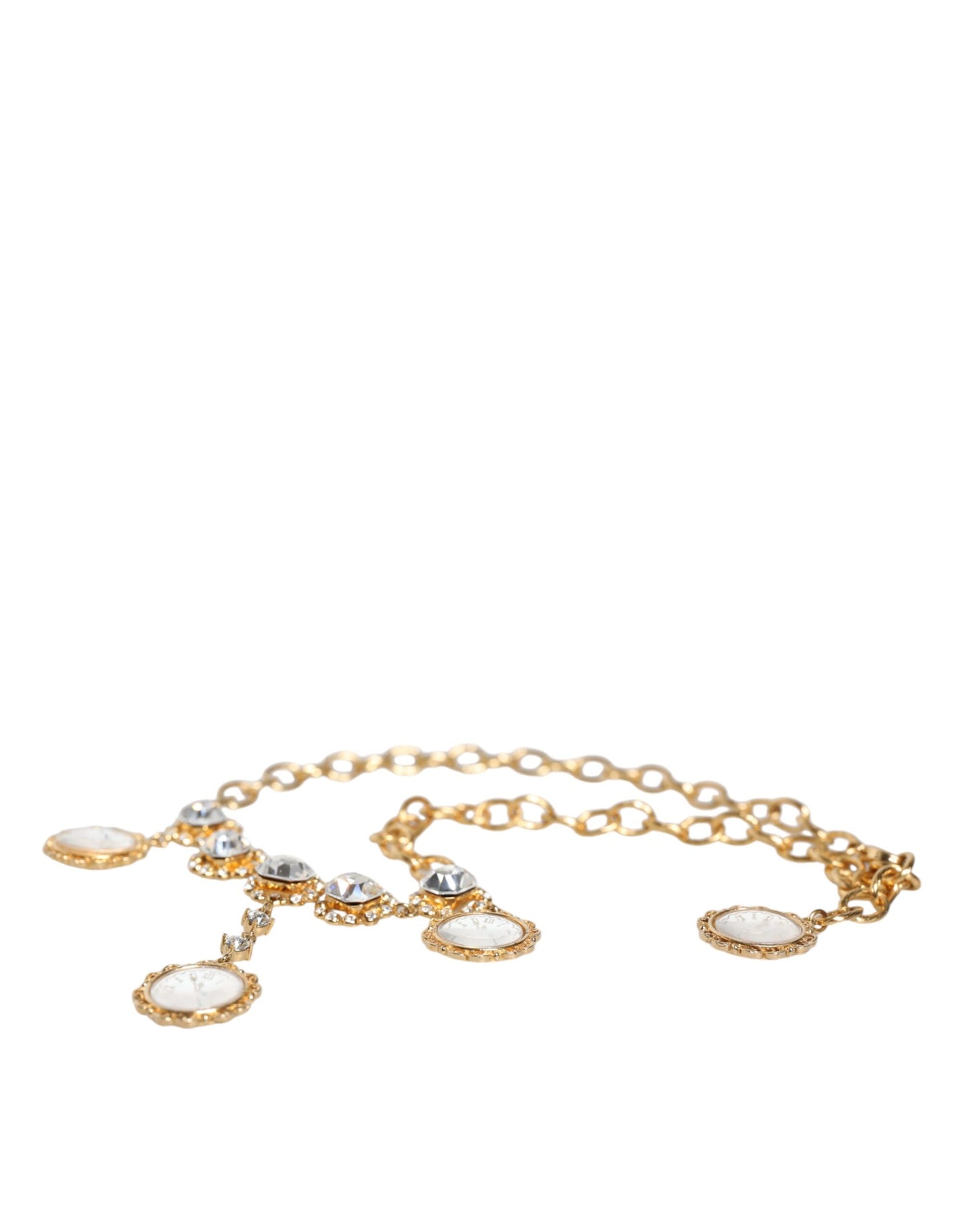 Dolce & Gabbana Gouden Ketting Messing Kristallen Klok Statement Ketting