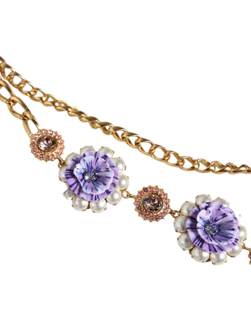 Collier Floral en Cristaux Dorés Dolce & Gabbana