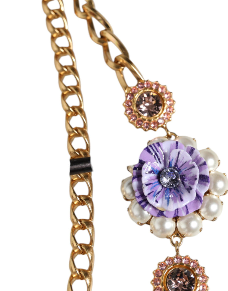 Collier Floral en Cristaux Dorés Dolce & Gabbana