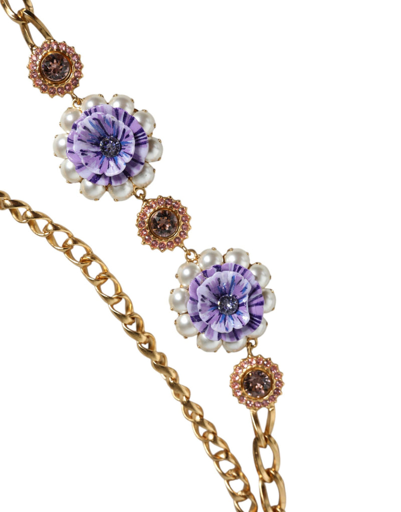 Collier Floral en Cristaux Dorés Dolce & Gabbana