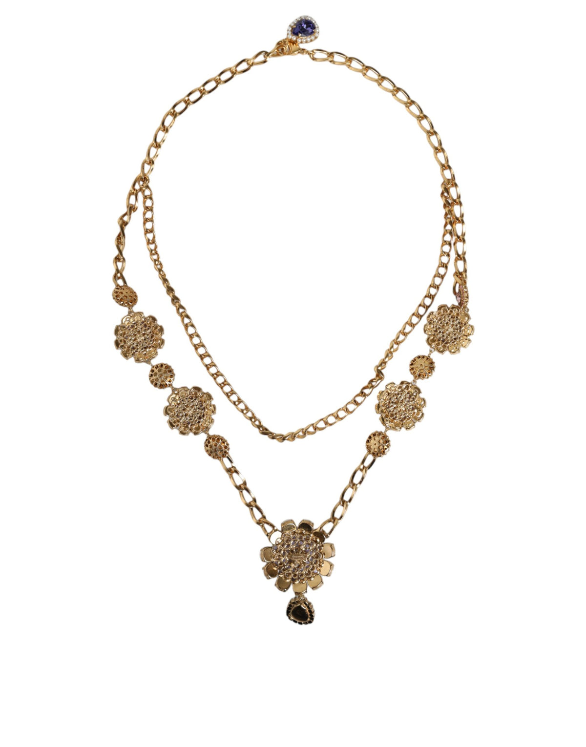 Collier Floral en Cristaux Dorés Dolce & Gabbana
