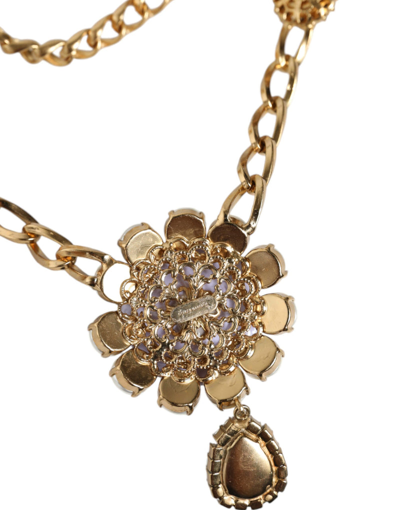 Collier Floral en Cristaux Dorés Dolce & Gabbana