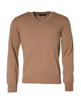 Pull en cachemire brun à col en V de Dolce &amp; Gabbana