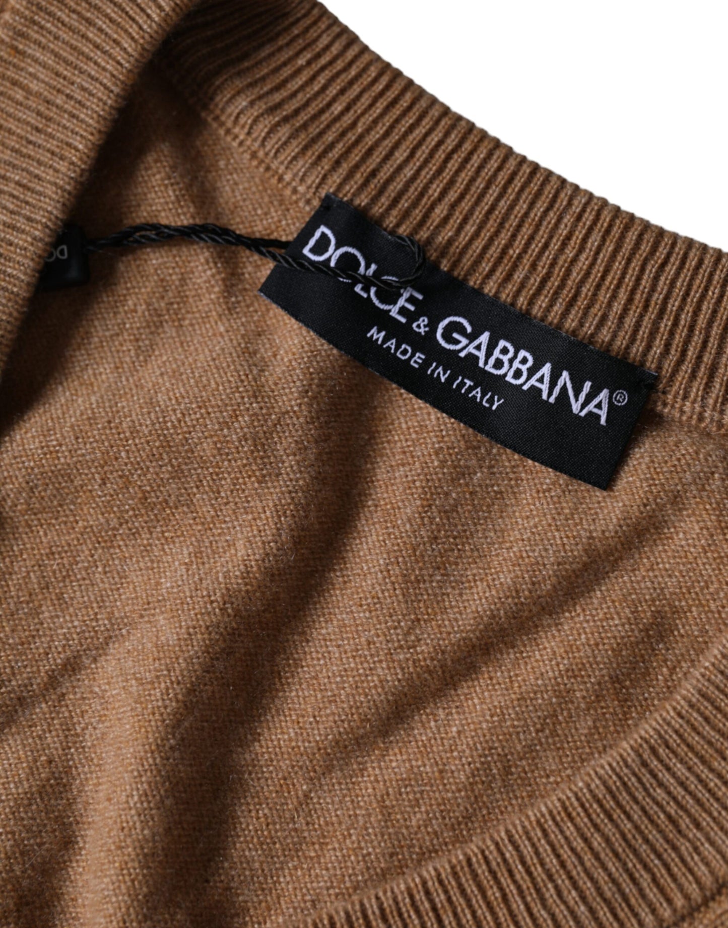 Pull en cachemire brun à col en V de Dolce &amp; Gabbana