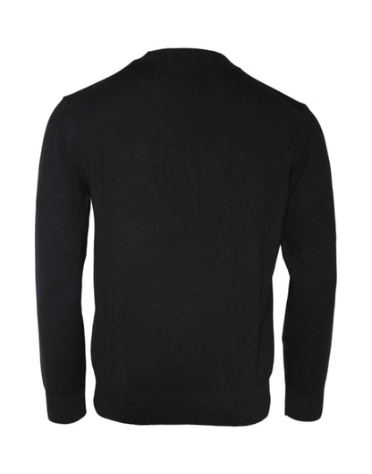 Pull en jersey à col rond brodé de la Méduse noire de Versace