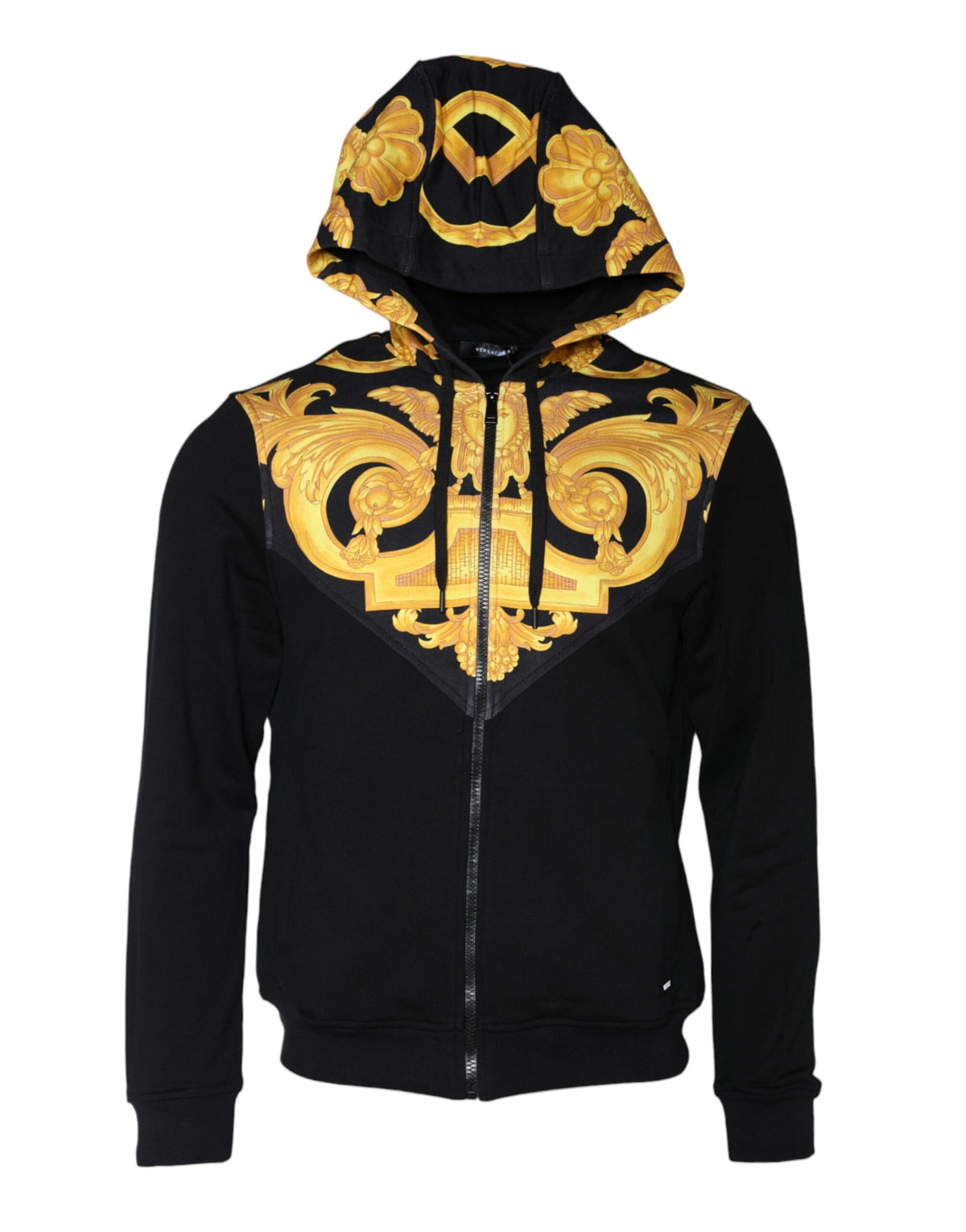 Sweat à capuche en coton à fermeture éclair avec imprimé Medusa noir de Versace