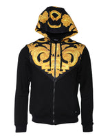 Sweat à capuche en coton à fermeture éclair avec imprimé Medusa noir de Versace