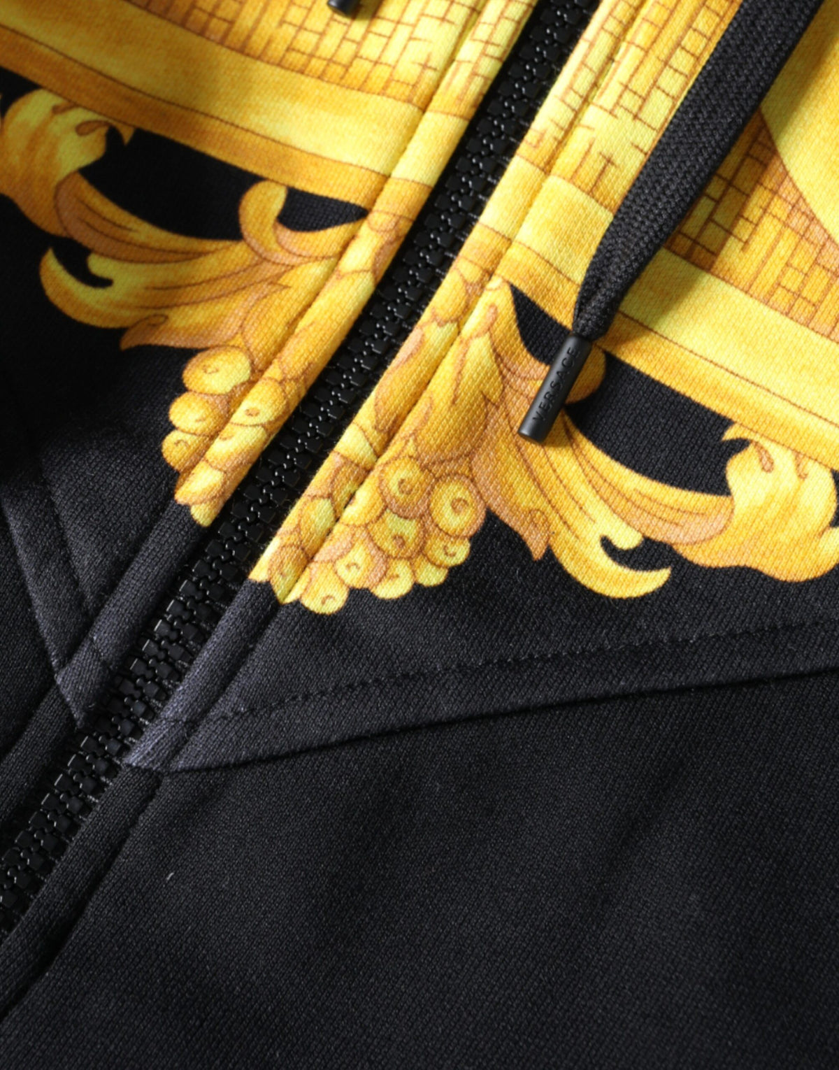 Sweat à capuche en coton à fermeture éclair avec imprimé Medusa noir de Versace