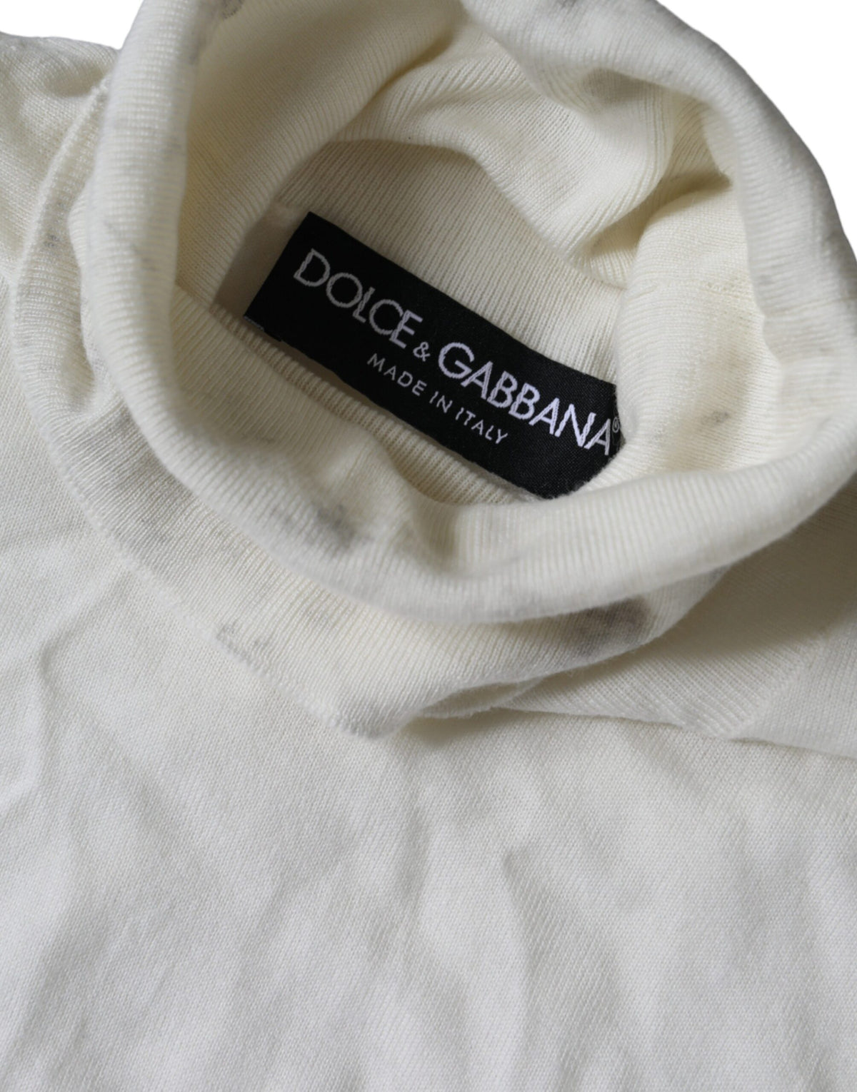 Pull col montant en laine blanc cassé de Dolce &amp; Gabbana