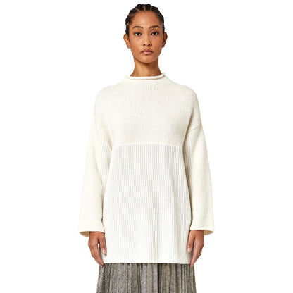 Alpha Studio Pull en laine recyclée blanc pour femme