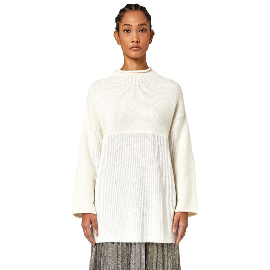 Alpha Studio Pull en laine recyclée blanc pour femme