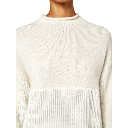 Alpha Studio Pull en laine recyclée blanc pour femme