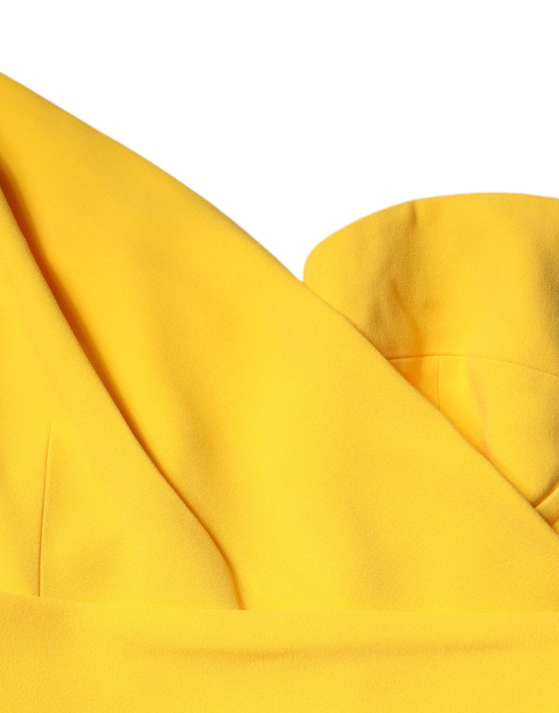 Dolce & Gabbana Robe Midi Jaune à Épaule Dénudée avec Fente