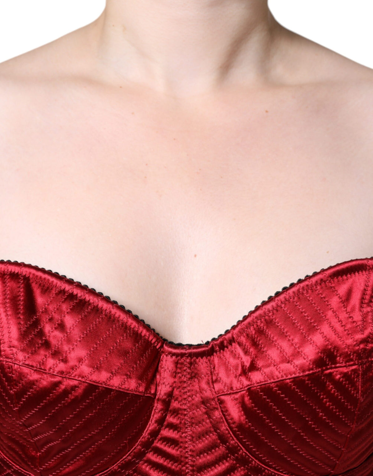 Robe Midi Bodycon en Dentelle Rouge Bustier Corset Dolce & Gabbana
