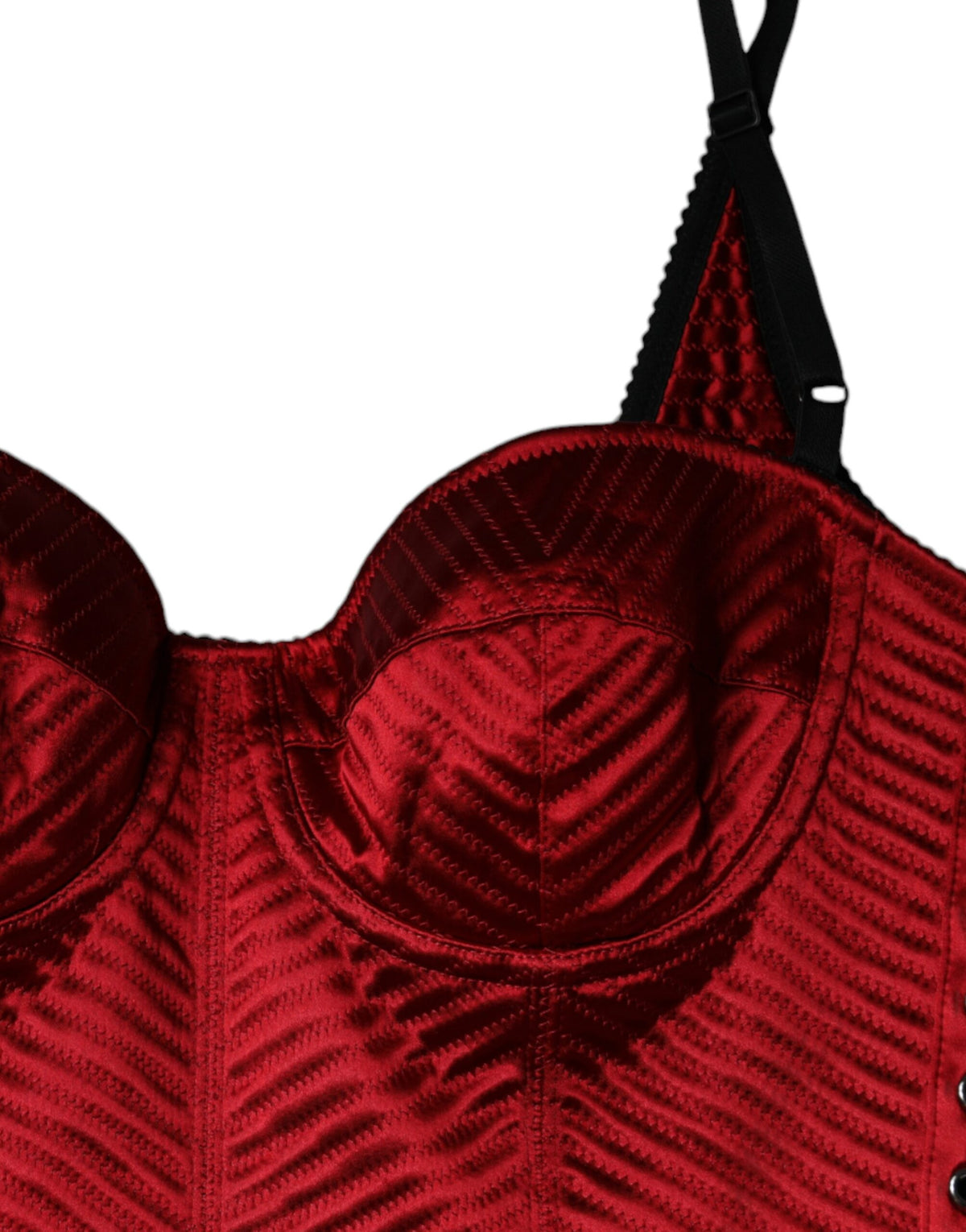 Robe Midi Bodycon en Dentelle Rouge Bustier Corset Dolce & Gabbana