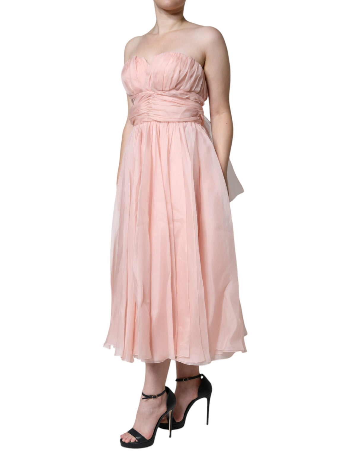Dolce & Gabbana Robe Maxi A-line Sans Manches en Soie Rose