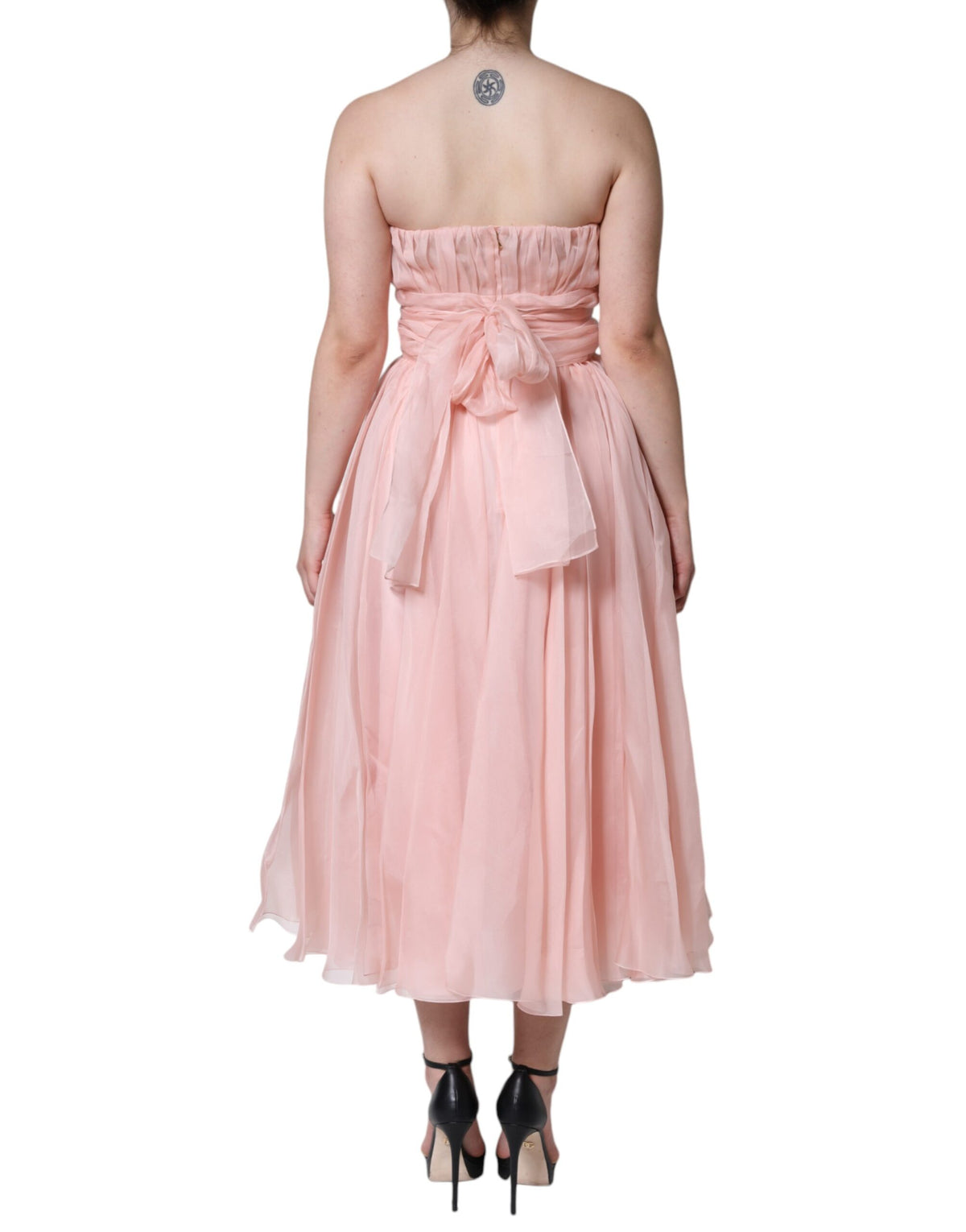 Dolce & Gabbana Robe Maxi A-line Sans Manches en Soie Rose