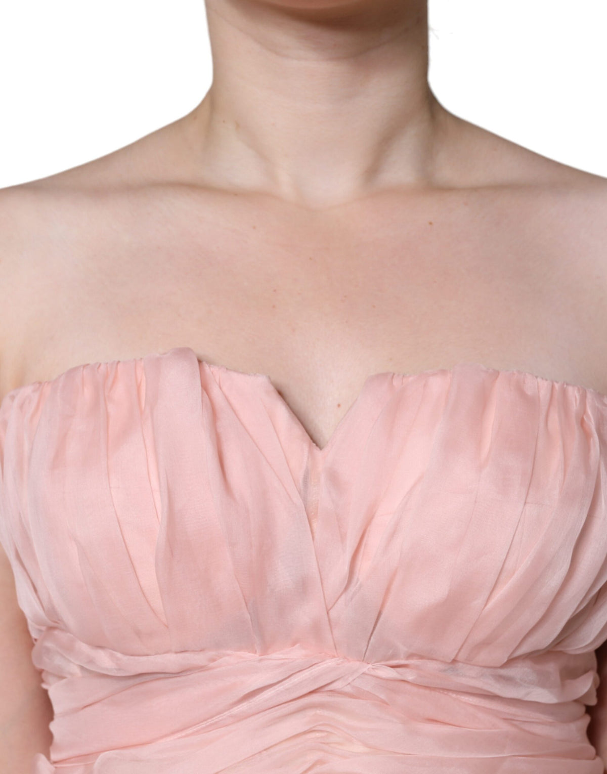 Dolce & Gabbana Robe Maxi A-line Sans Manches en Soie Rose