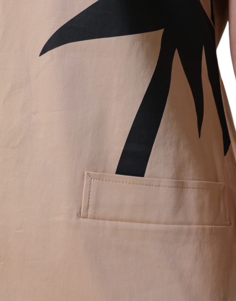 Robe Midi Beige en Coton à Manches Courtes Moschino