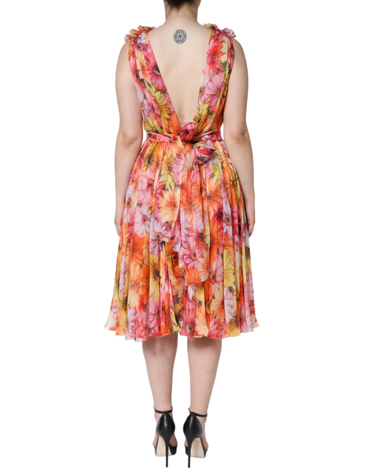 Robe Midi Sans Manches V-neck Multicolore Floral Dolce & Gabbana