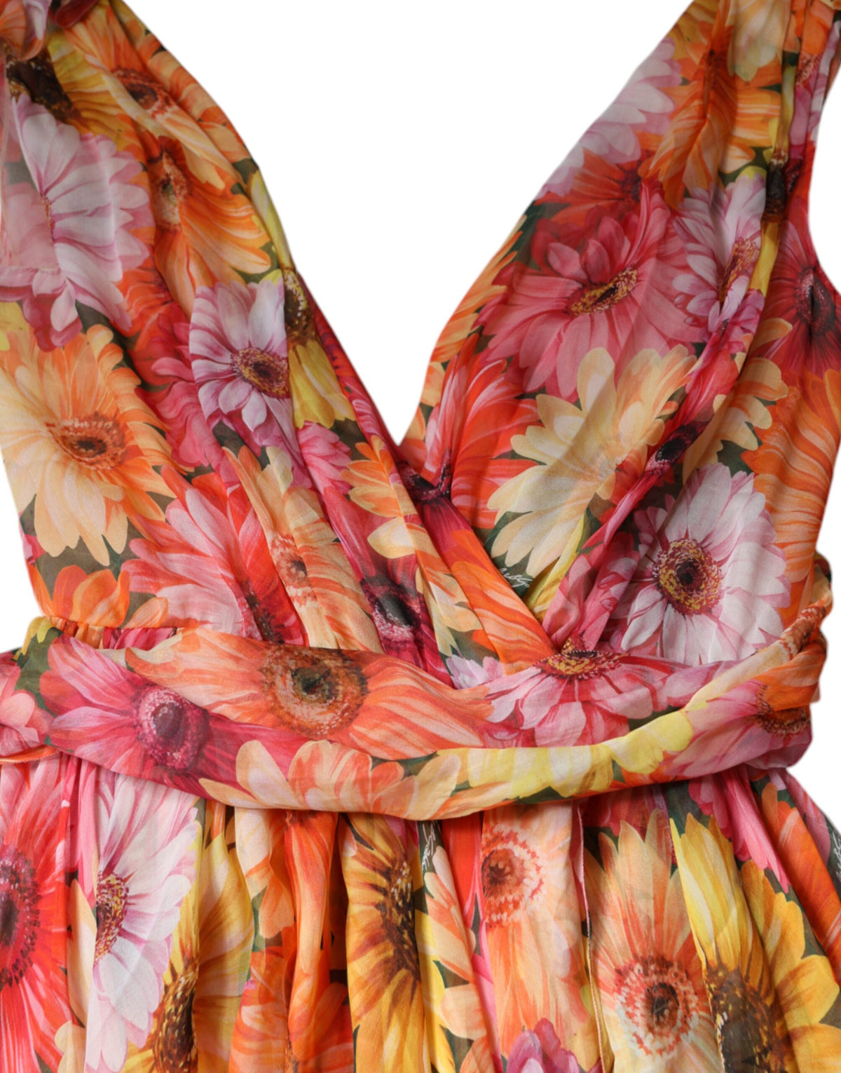 Robe Midi Sans Manches V-neck Multicolore Floral Dolce & Gabbana