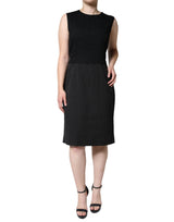 Dolce & Gabbana Robe Noire en Coton à Manches Courtes