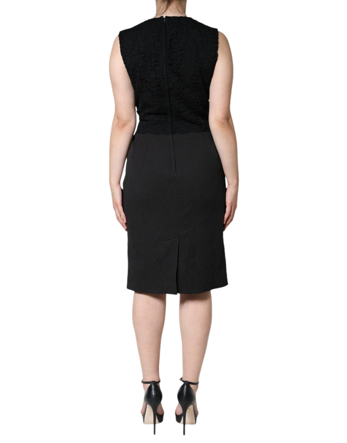 Dolce & Gabbana Robe Noire en Coton à Manches Courtes