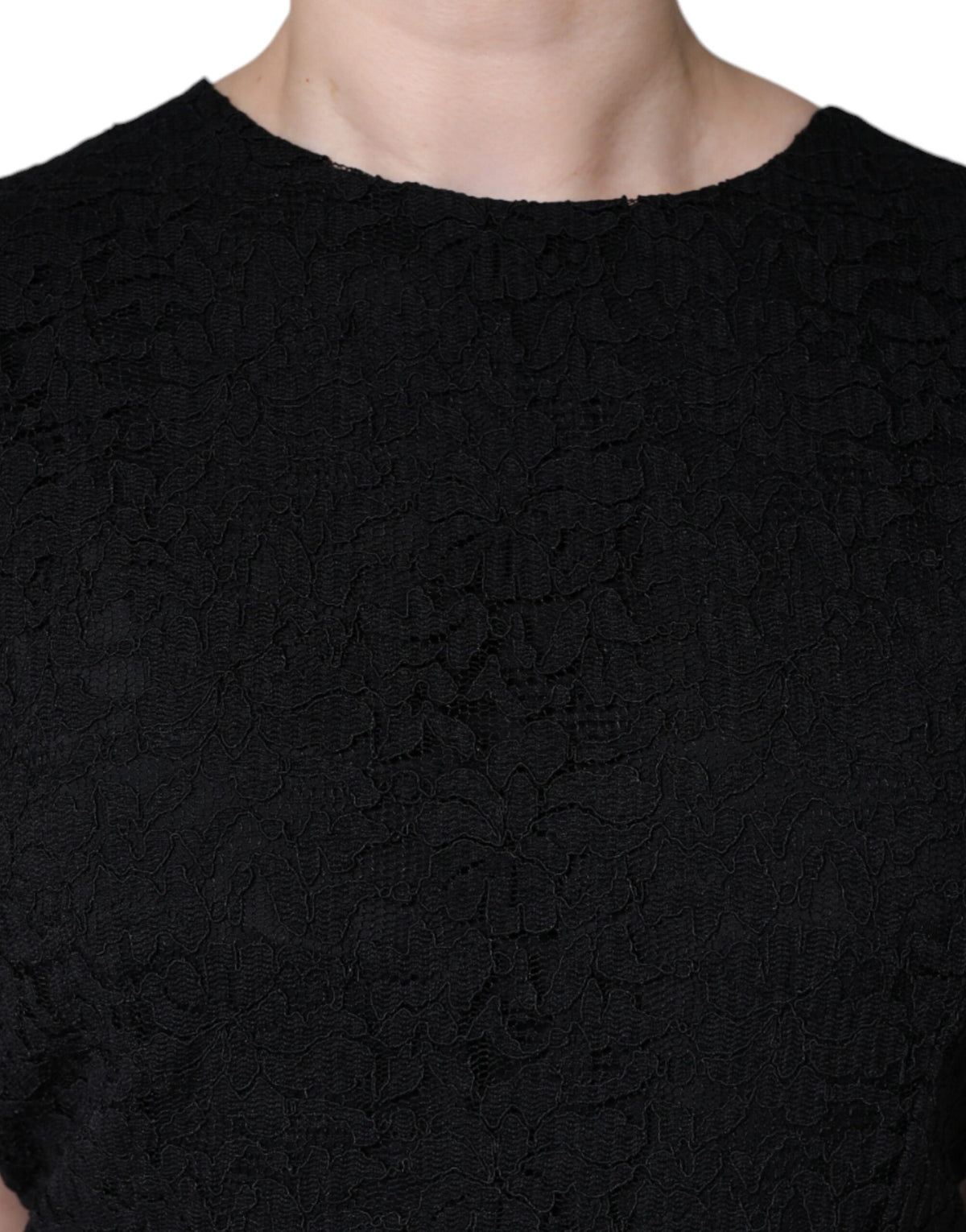 Dolce & Gabbana Robe Noire en Coton à Manches Courtes