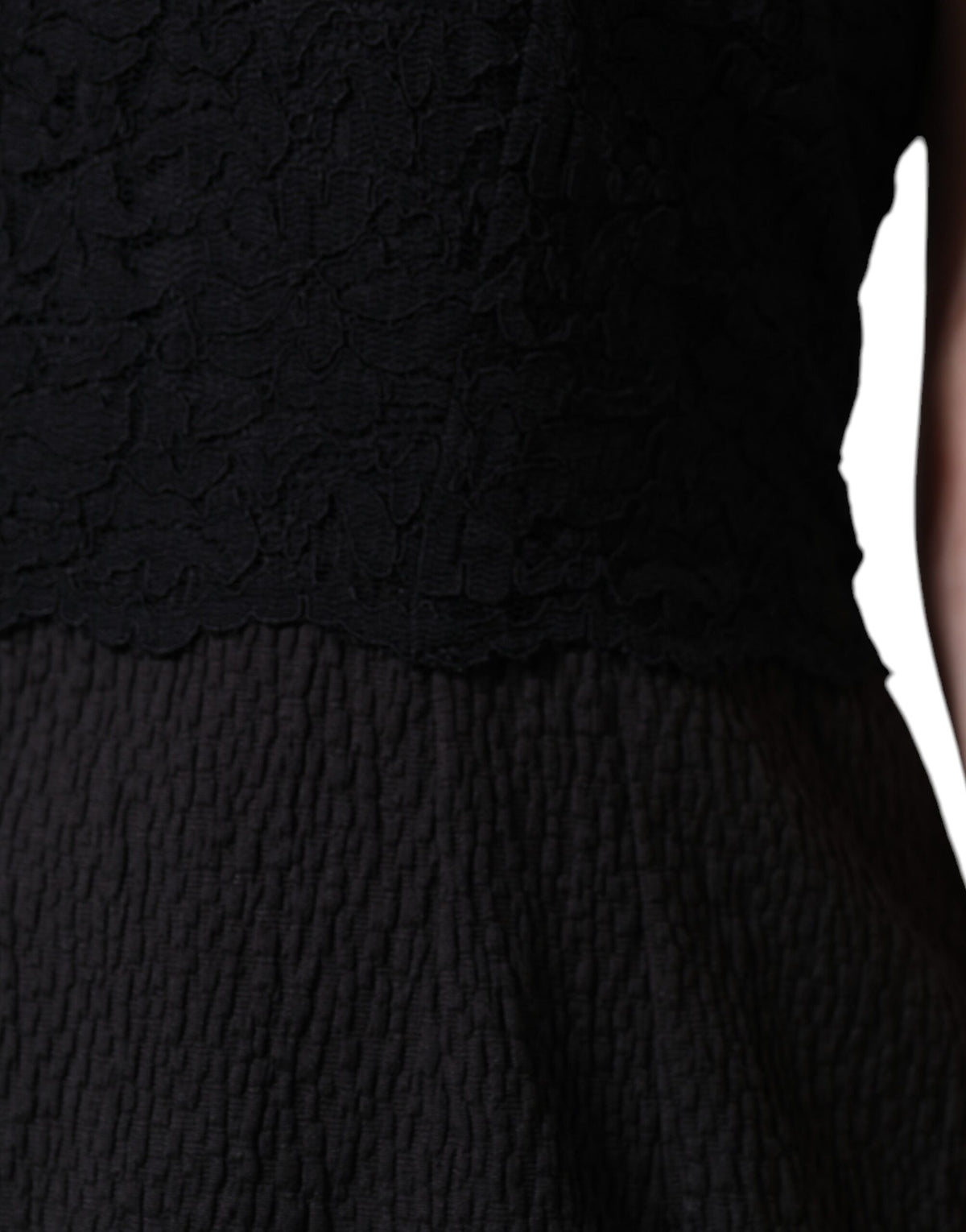 Dolce & Gabbana Robe Noire en Coton à Manches Courtes