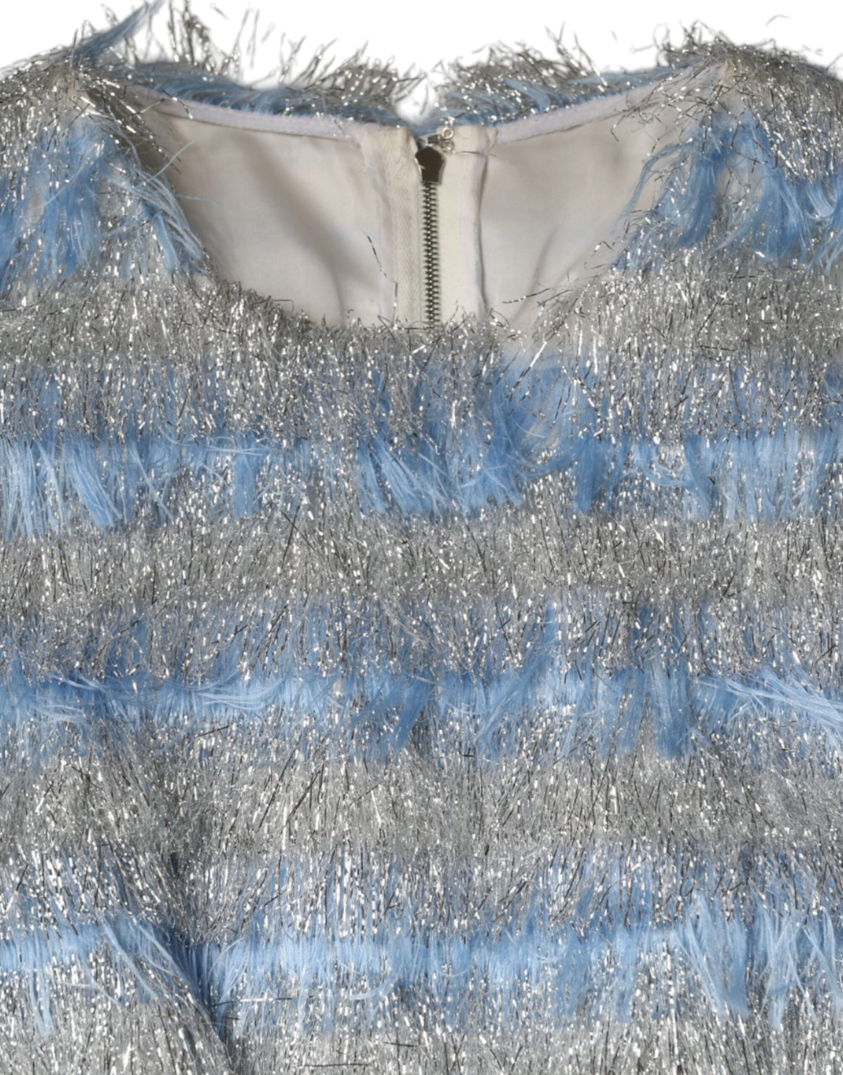 Robe Midi A-line Jacquard Argenté et Bleu Clair Dolce & Gabbana
