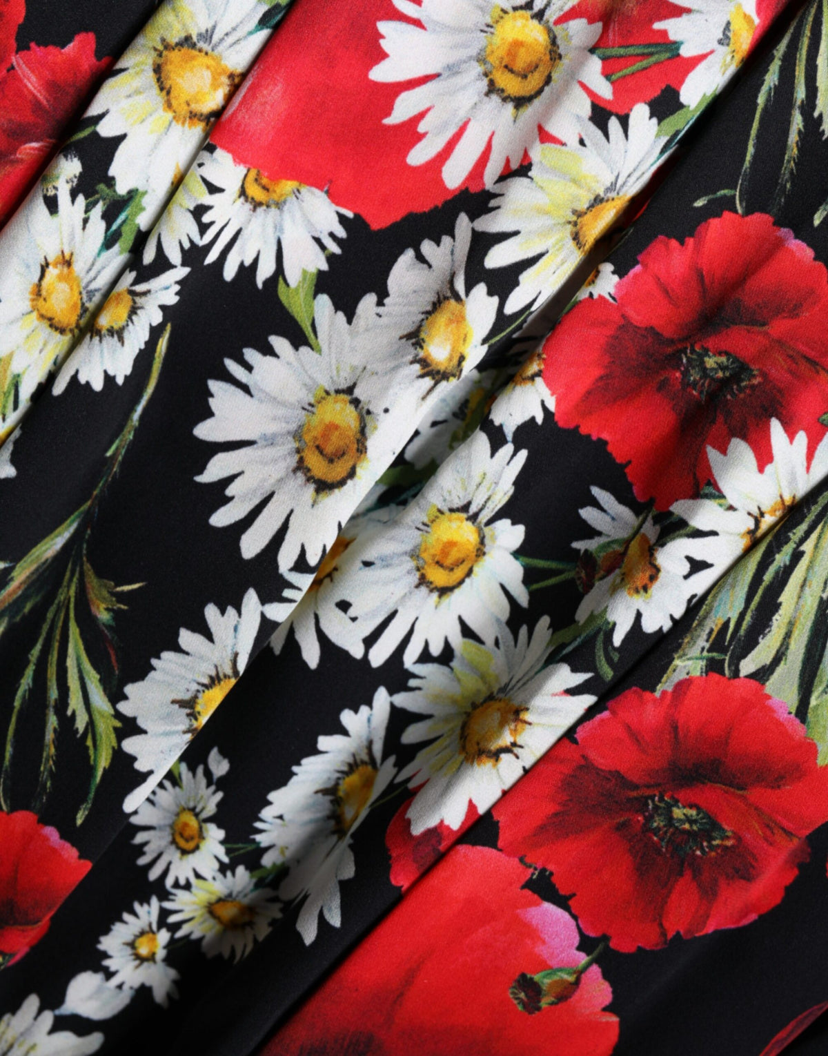 Robe Longue Sans Manches en Soie Florale Noire Dolce & Gabbana