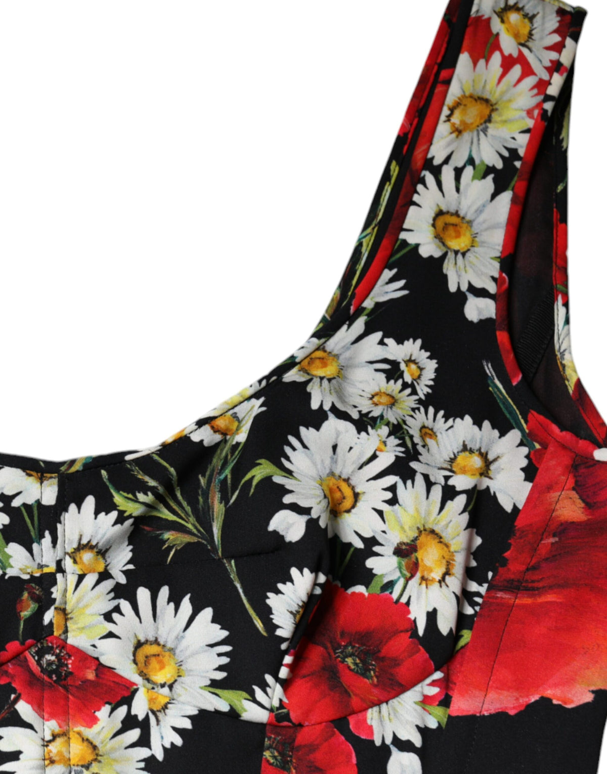 Robe Longue Sans Manches en Soie Florale Noire Dolce & Gabbana