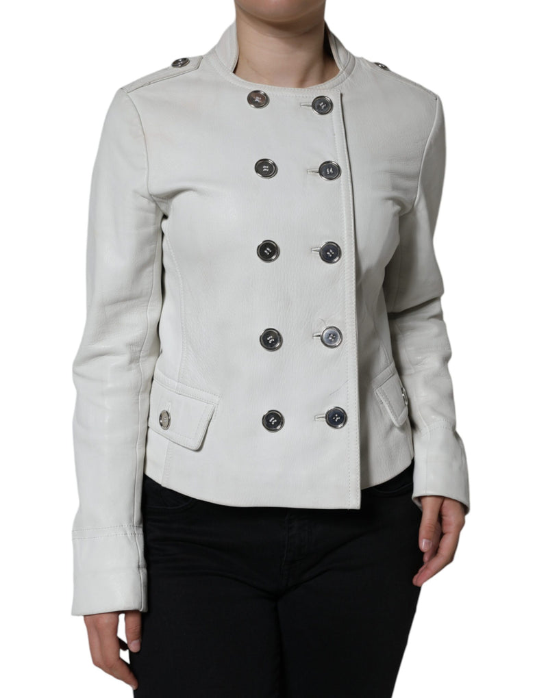 Dolce & Gabbana White Double Breasted Blazer Jacket