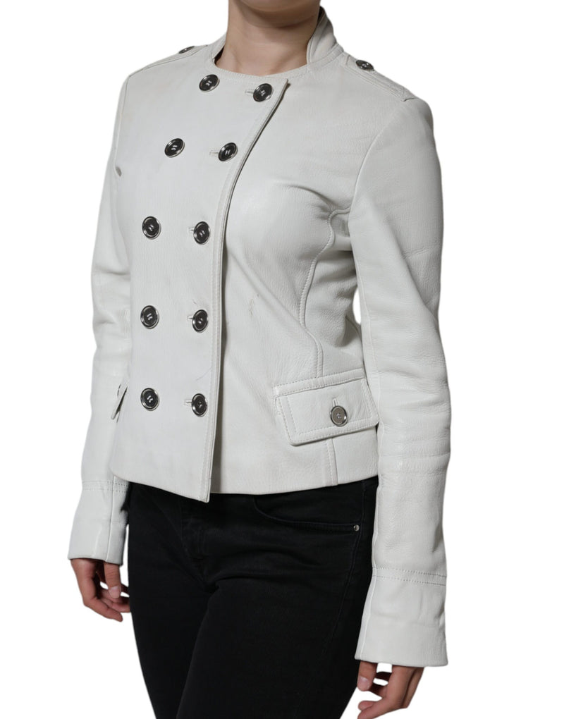 Dolce & Gabbana White Double Breasted Blazer Jacket