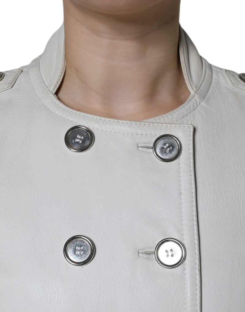 Dolce & Gabbana White Double Breasted Blazer Jacket