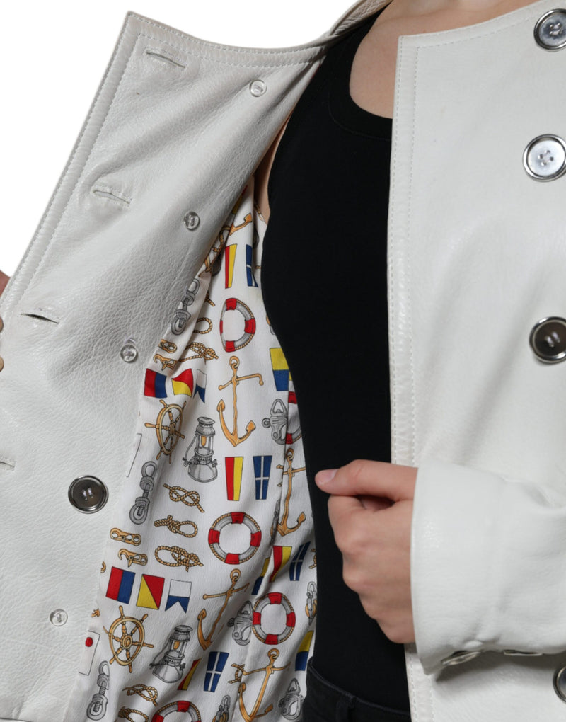 Dolce & Gabbana White Double Breasted Blazer Jacket