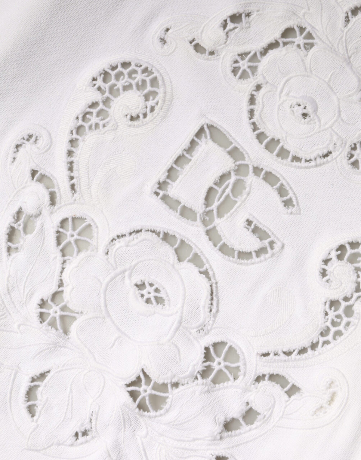 Dolce & Gabbana Cardigan Sweater en Viscose Blanc à Découpes Florales