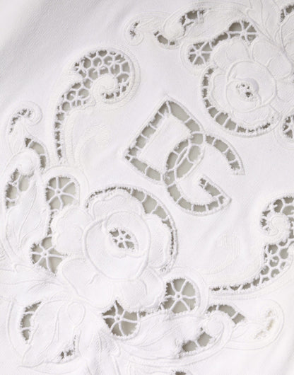 Dolce & Gabbana witte viscose gebreide cardigan met bloemenpatroon en uitsparingen