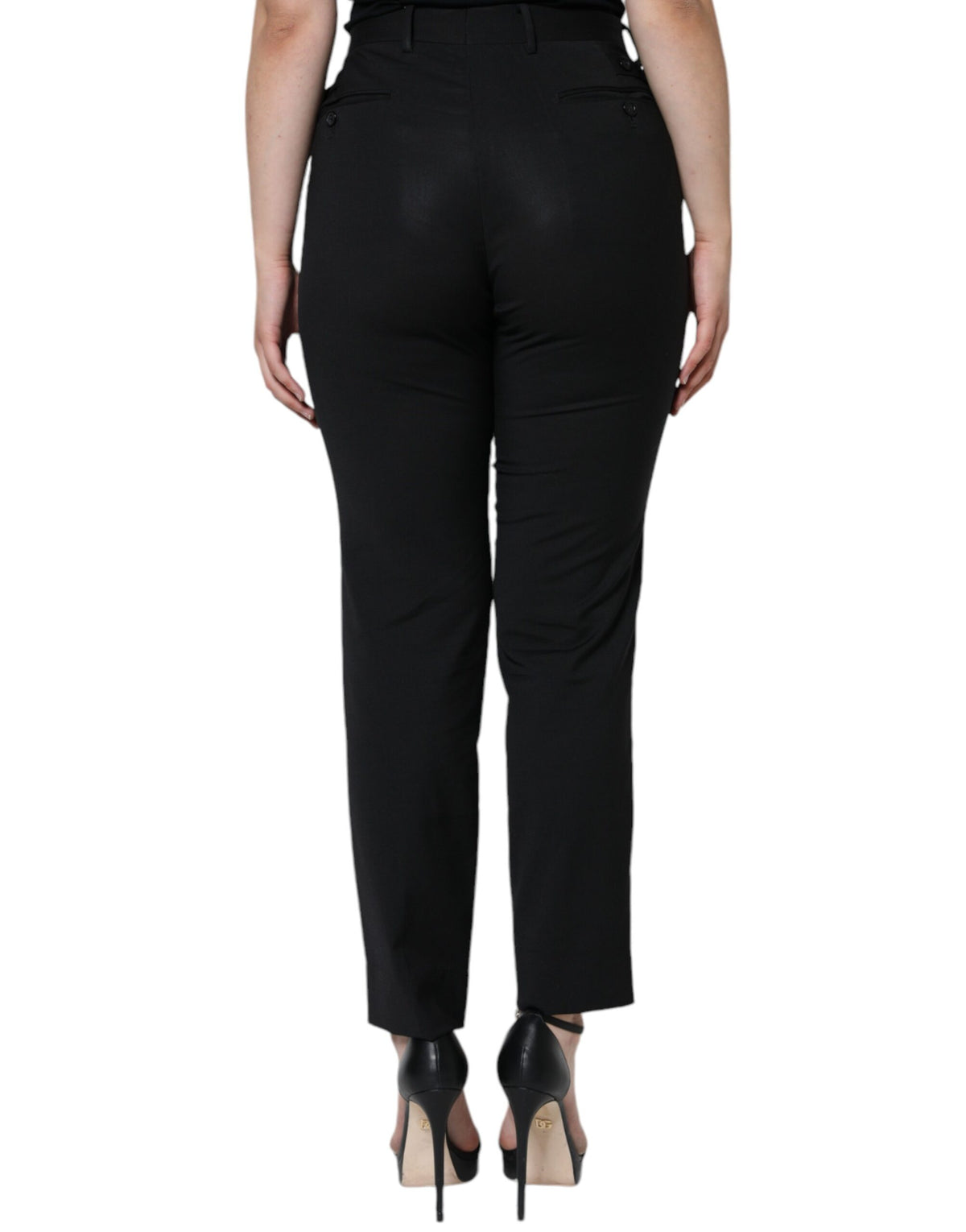 Dolce & Gabbana Pantalons Tapered Noirs Taille Haute