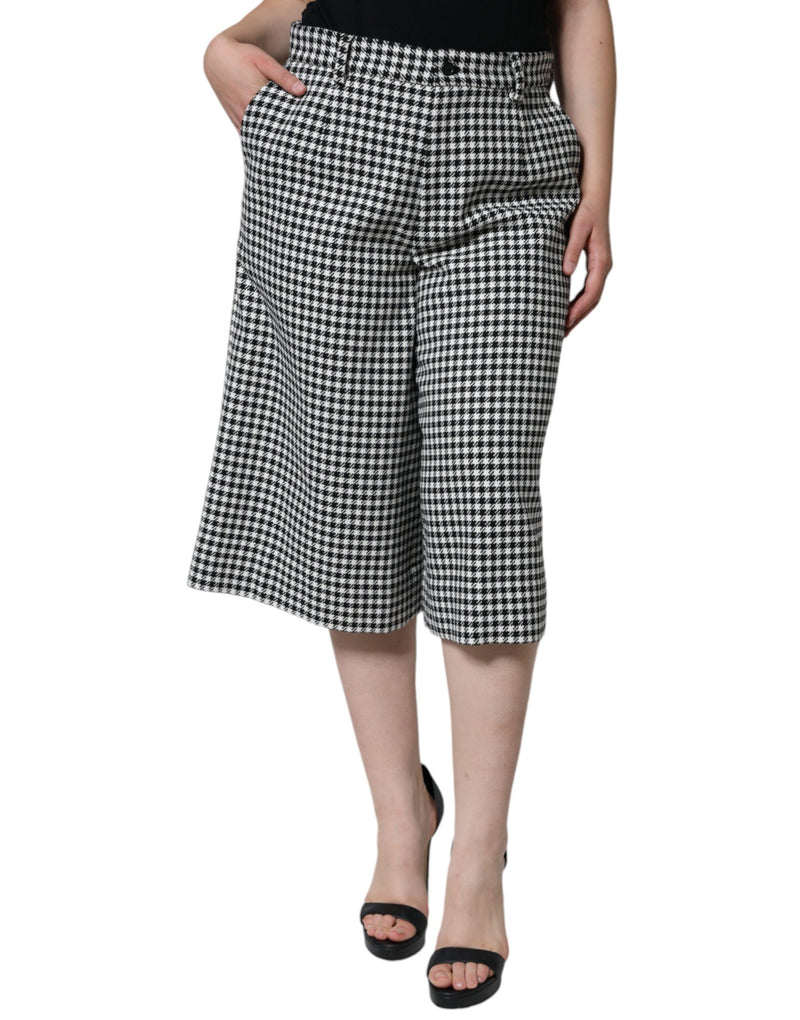 Dolce & Gabbana Black and White Houndstooth Cropped Pants
